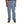 Blue striped pants worn by a person on a white background