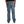 Blue striped pants worn by a person on a white background