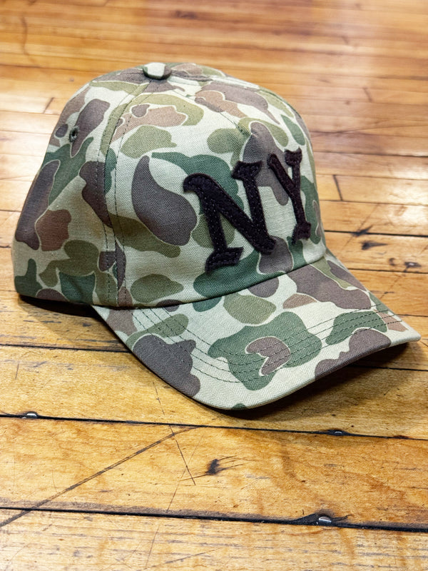 Brown felt NY Japanese twill Frog skin double sided camo cap made in NYC