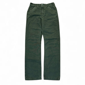 Green duck pants on a white background