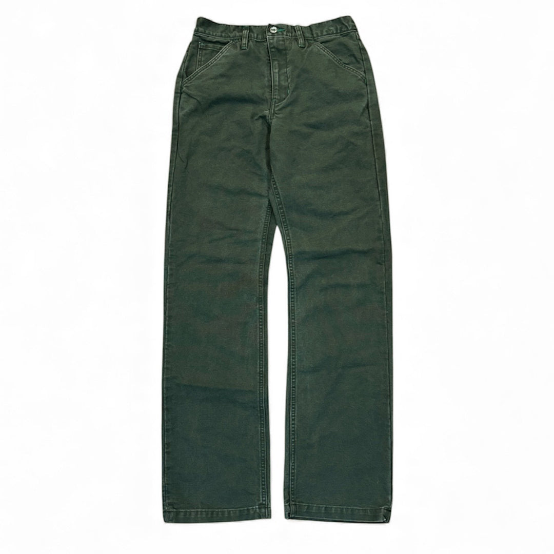 Green duck pants on a white background