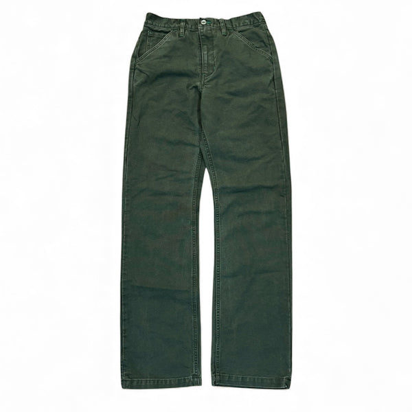 Green duck pants on a white background