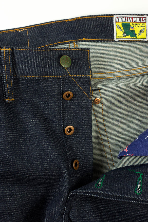 Smokestacks Vidalia Mills 14 oz Indigo Selvedge (last of the dark blue indigo run)