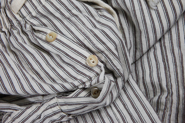 Japanese natural striped linen/cotton drawstring lounge pants