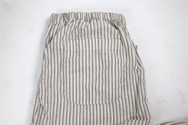 Japanese natural striped linen/cotton drawstring lounge pants